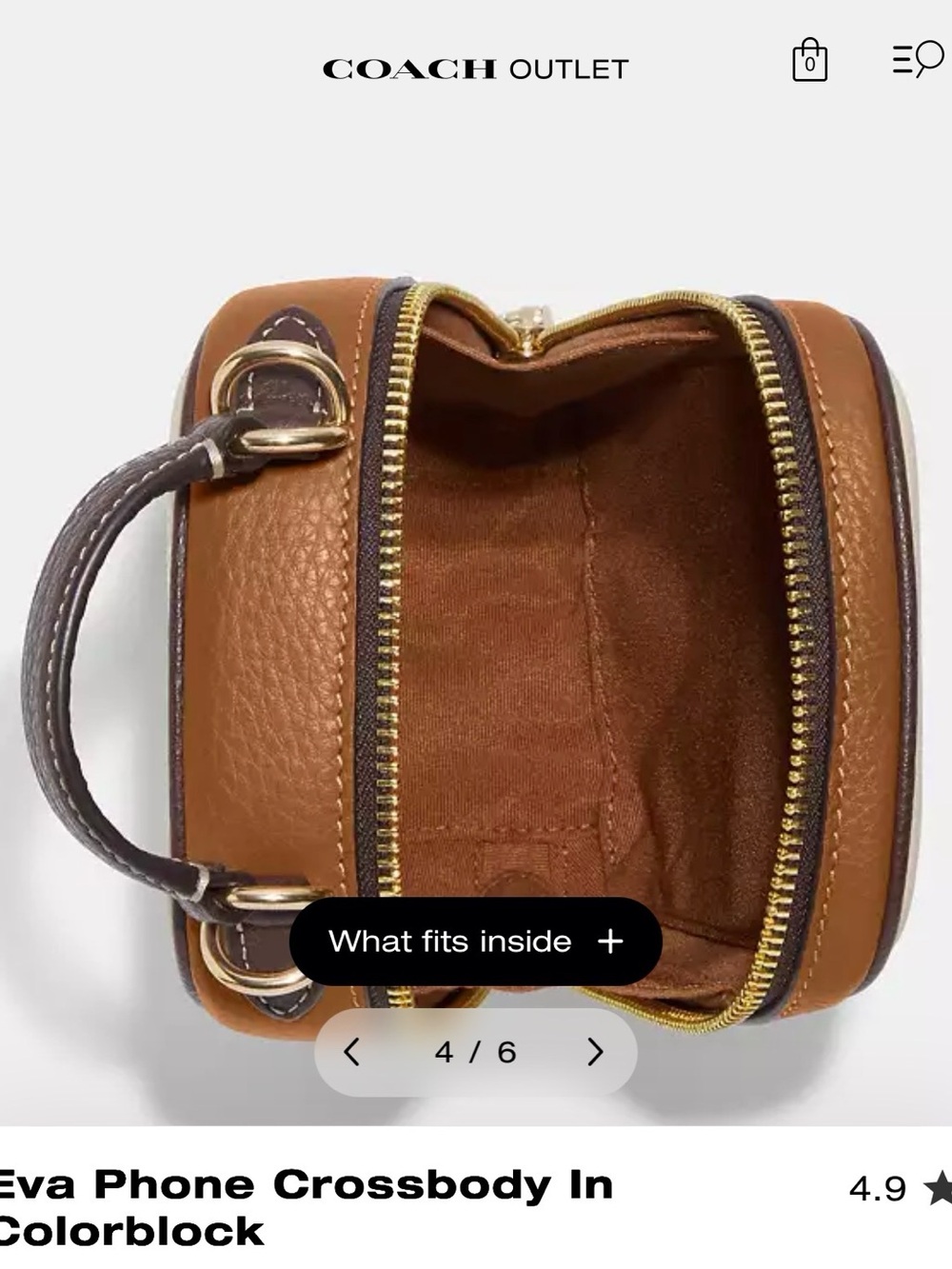 Coach Colorblock Eva Phone Crossbody in Cream and Brown - Picture 7 of 9